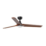 Ventilador de techo con luz Faro Heywood LED L nogal oscuro 3 palas motor DC 2700-4000K Ø132cm 33809WT1S