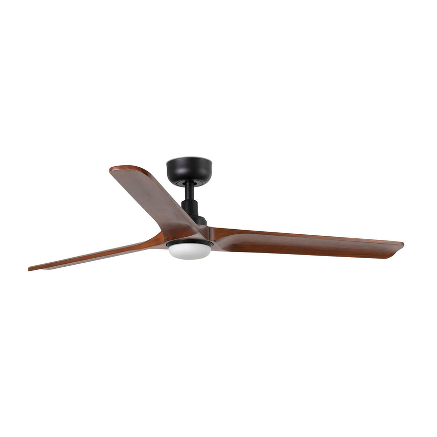 Ventilador de techo con luz Faro Heywood LED L nogal oscuro 3 palas motor DC 2700-4000K Ø132cm 33809WT1S
