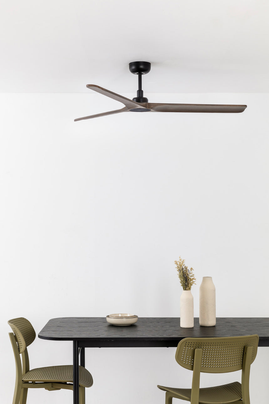 Ventilador de techo Faro Heywood L nogal oscuro 3 palas motor DC Ø132cm 33809WT