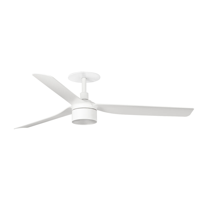 Ventilador de techo con luz Faro Punt Recessed Tek M LED blanco mate 3 palas motor DC 2700K Ø132cm 33814R3W