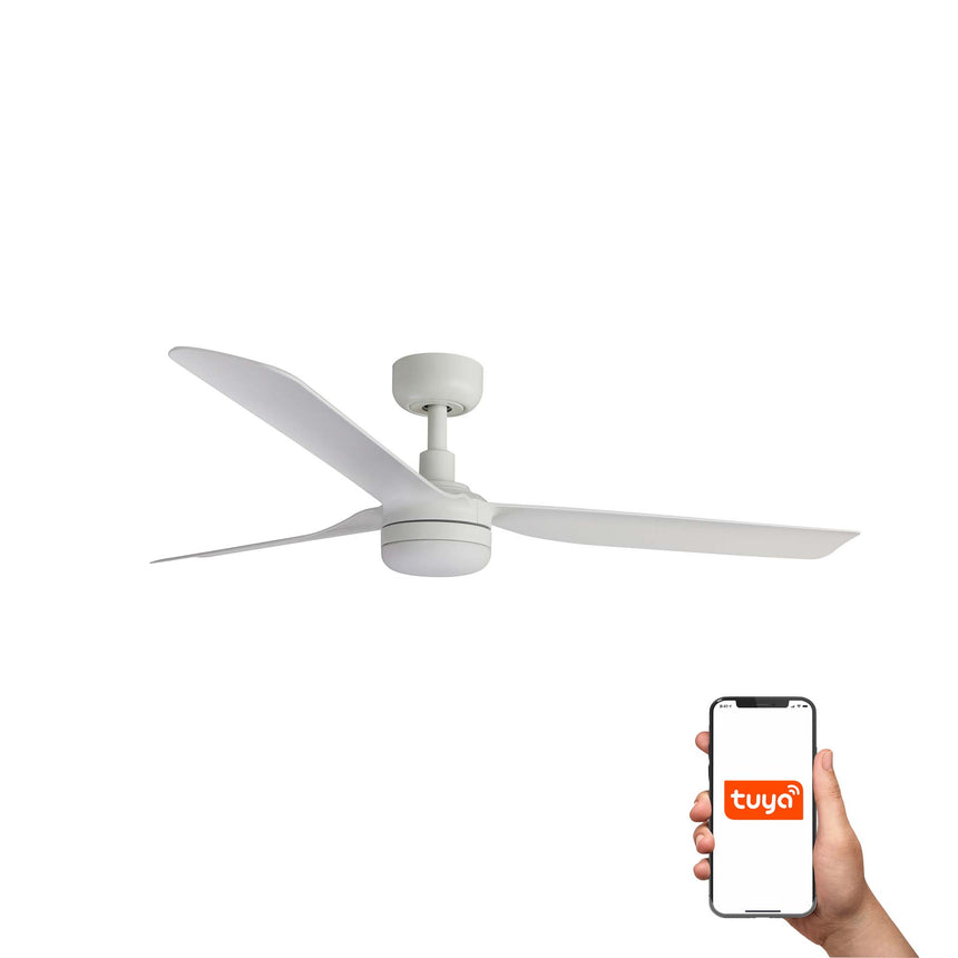Ventilador de techo con luz Faro Punt M LED blanco mate 3 palas motor DC 3000-6500K Ø132cm 33814WT-20