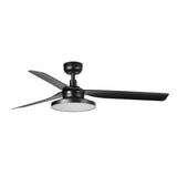 Ventilador de techo con luz Faro Punt Tak M LED negro mate 3 palas motor DC 3000K Ø132cm 338152N