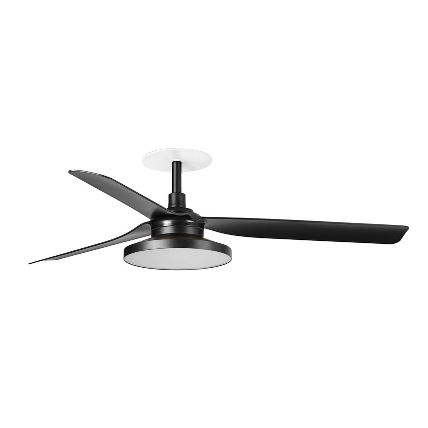 Ventilador de techo con luz Faro Punt Recessed Tak M LED negro mate 3 palas motor DC 2700K Ø132cm 33815R2W