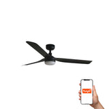 Ventilador de techo con luz Faro Punt M LED negro mate 3 palas motor DC 3000-6500K Ø132cm 33815WT-21
