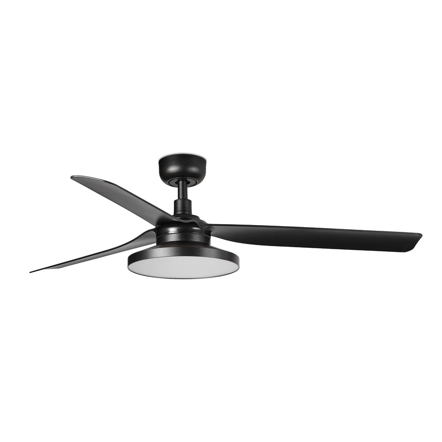 Ventilador de techo con luz Faro Punt Tak M LED negro mate 3 palas motor DC 2700K Ø132cm 33815WT2W