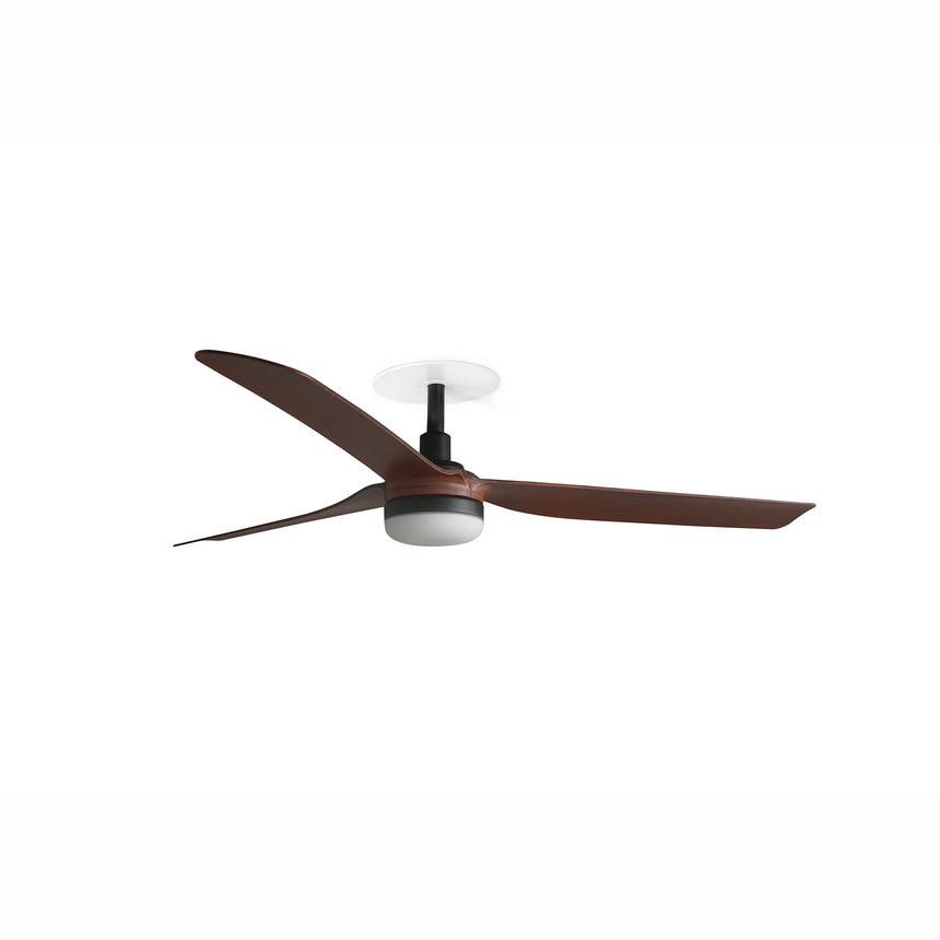 Ventilador de techo con luz Faro Punt Recessed M LED nogal 3 palas motor DC 2700-4000K Ø132cm 33817R1S