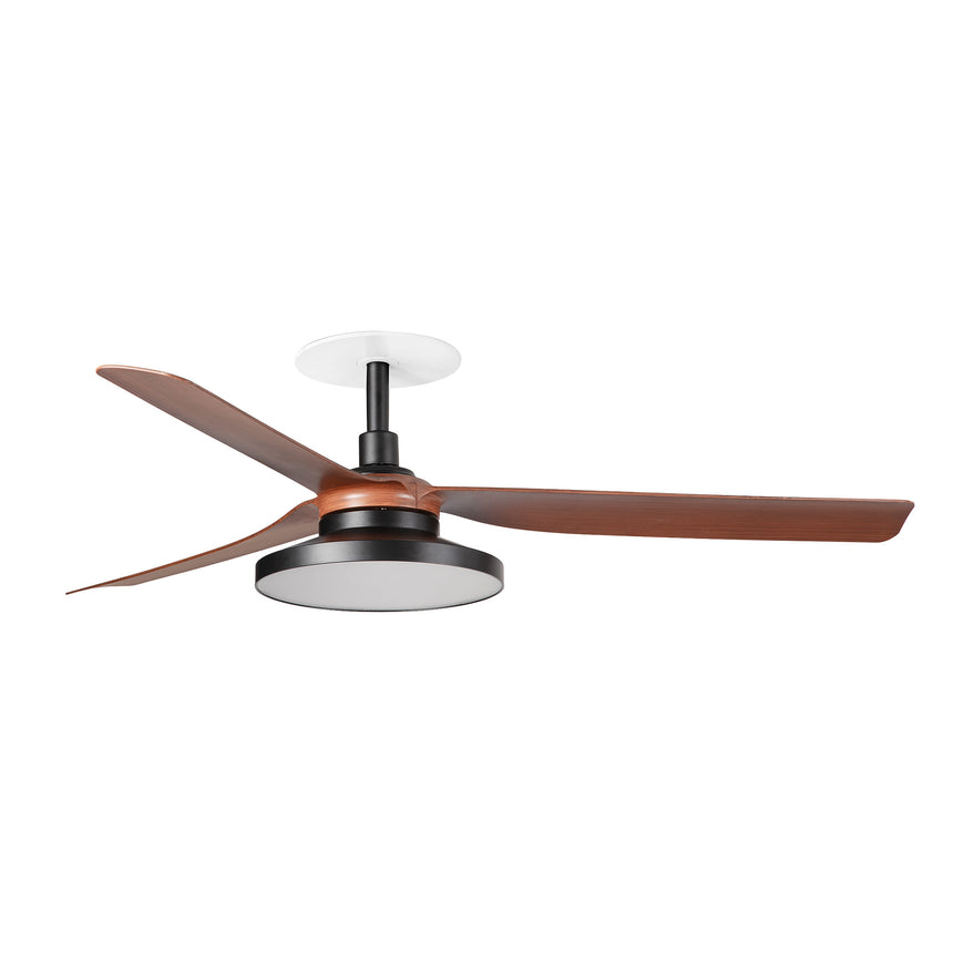 Ventilador de techo con luz Faro Punt Recessed Tak M LED nogal 3 palas motor DC 4000K Ø132cm 33817R2C