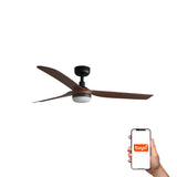 Ventilador de techo con luz Faro Punt M LED nogal 3 palas motor DC 3000-6500K Ø132cm 33817WT-21