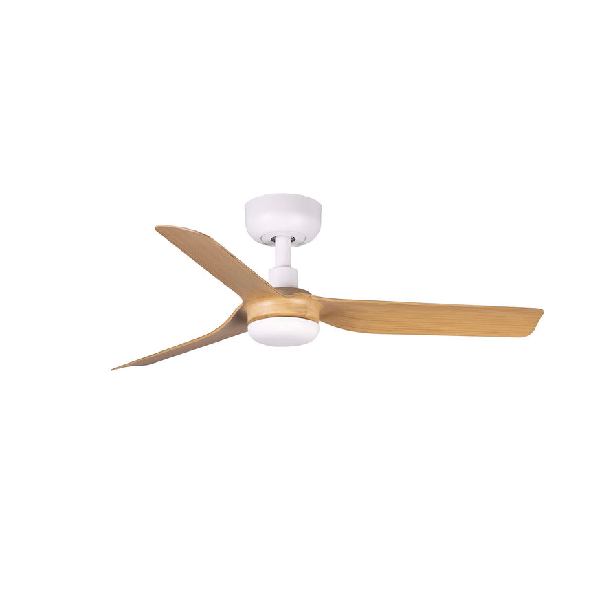 Ventilador de techo sin luz Faro Mini motor DC palas de madera blanco y madera Ø90cm 3 palas 33821