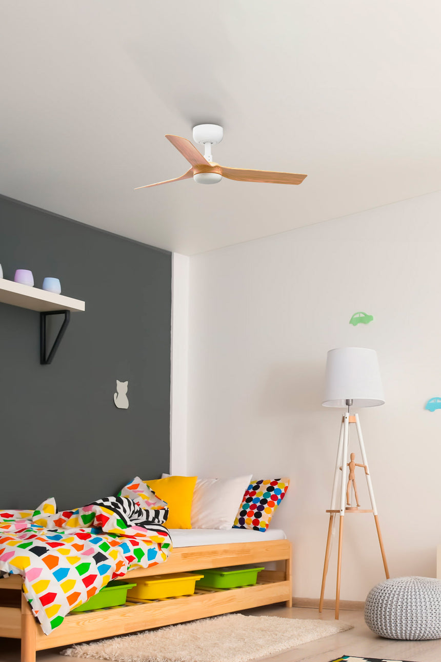 Ventilador de techo sin luz Faro Mini motor DC palas de madera blanco y madera Ø90cm 3 palas 33821 - vista alternativa