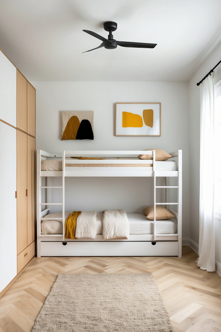 Ventilador de techo sin luz Faro Mini motor DC negro mate Ø90cm 3 palas 33822