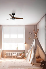 Ventilador de techo con luz Faro Mini motor DC palas de madera LED nogal 2700-6000K CCT Ø90cm 3 33823-1TW