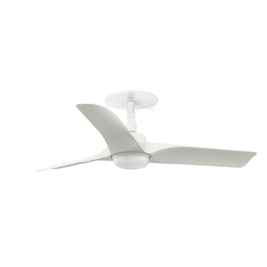 Ventilador de techo con luz Faro Hey Recessed LED S blanco mate 3 palas motor DC 2700-4000K Ø90cm 33824R1S