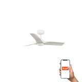 Ventilador de techo con luz Faro Hey motor DC LED blanco mate 2700-6000K CCT Ø90cm 3 palas 33824WT-1TW