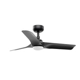 Ventilador de techo con luz Faro Hey LED S negro mate 3 palas motor DC 2700-4000K Ø90cm 338251S