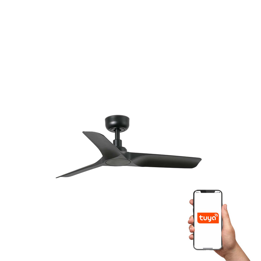 Ventilador de techo Faro Hey S negro mate 3 palas motor DC Ø90cm 33825WT
