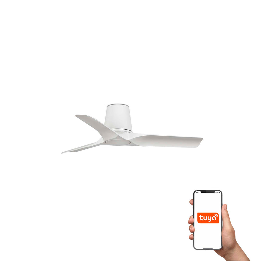 Ventilador de techo sin luz Faro Hey motor DC palas de madera blanco y madera Ø90cm 3 palas 33826WT