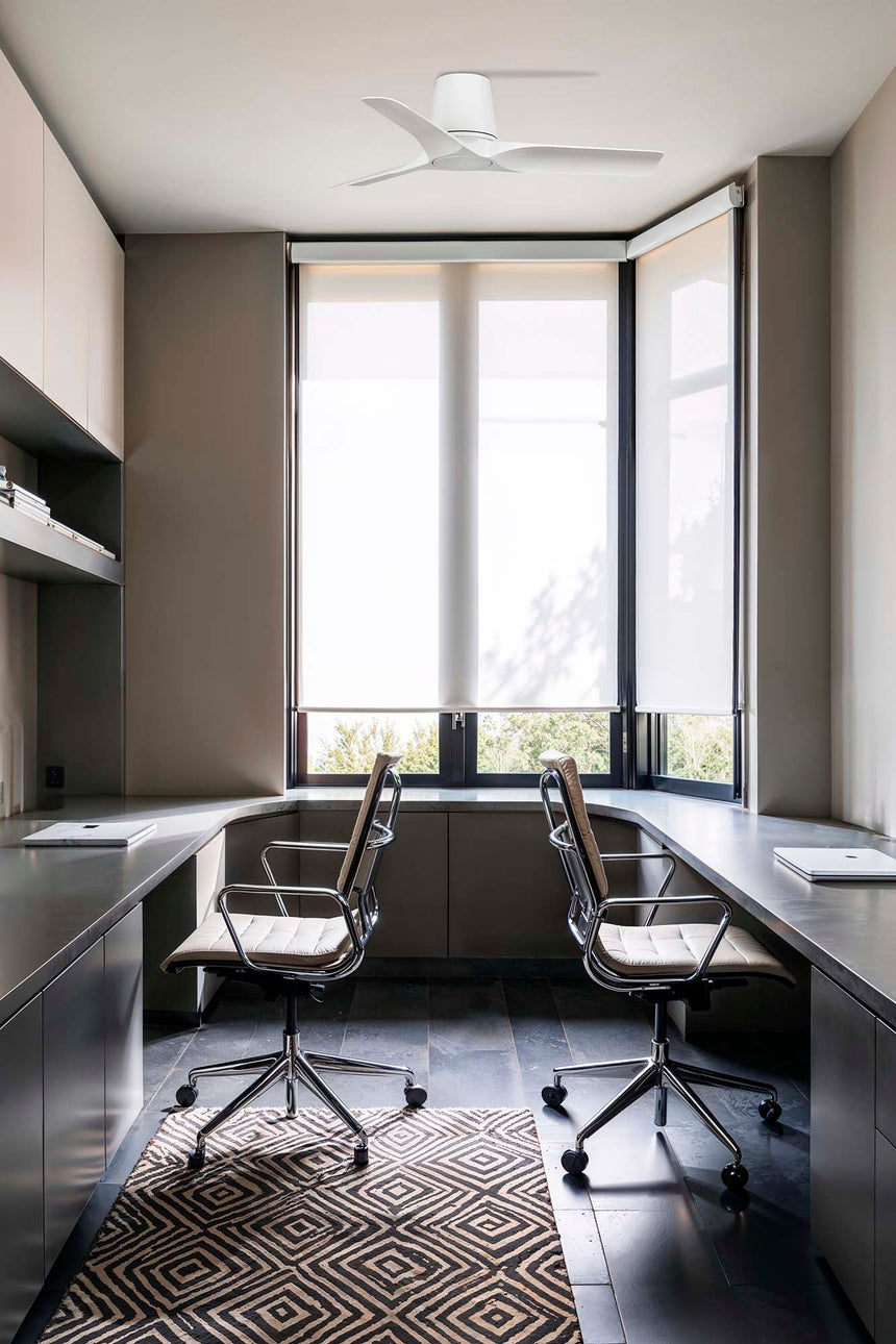 Ventilador de techo sin luz Faro Hey motor DC palas de madera blanco y madera Ø90cm 3 palas 33826