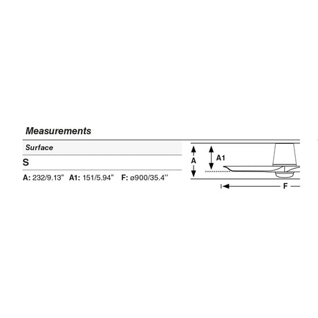 Medidas y dimensiones Faro Hey Tub LED S negro mate 338271S (cm)