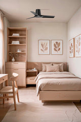 Ventilador de techo sin luz Faro Hey motor DC palas de madera negro y madera Ø90cm 3 palas 33827WT