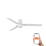 Ventilador de techo con luz Faro Punt motor DC LED blanco mate 3000-6500K CCT Ø132cm 3 palas 33828WT-1TW