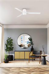 Ventilador de techo con luz Faro Punt motor DC LED blanco mate 3000-6500K CCT Ø132cm 3 palas 33828WT-1TW