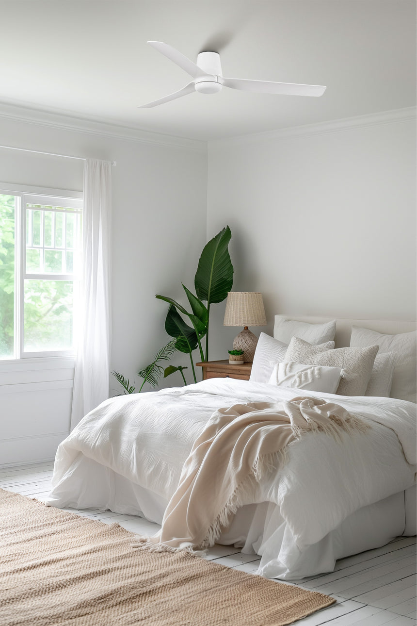 Ventilador de techo sin luz Faro Punt motor DC blanco mate Ø130cm 3 palas 33828WT