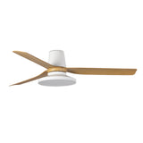 Ventilador de techo con luz Faro Punt Tub M Tak LED arce 3 palas motor DC 2700K Ø132cm 33829WT2W