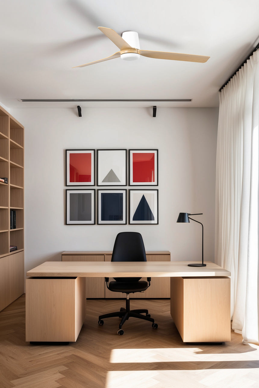 Ventilador de techo sin luz Faro Punt motor DC arce Ø130cm 3 palas 33829WT