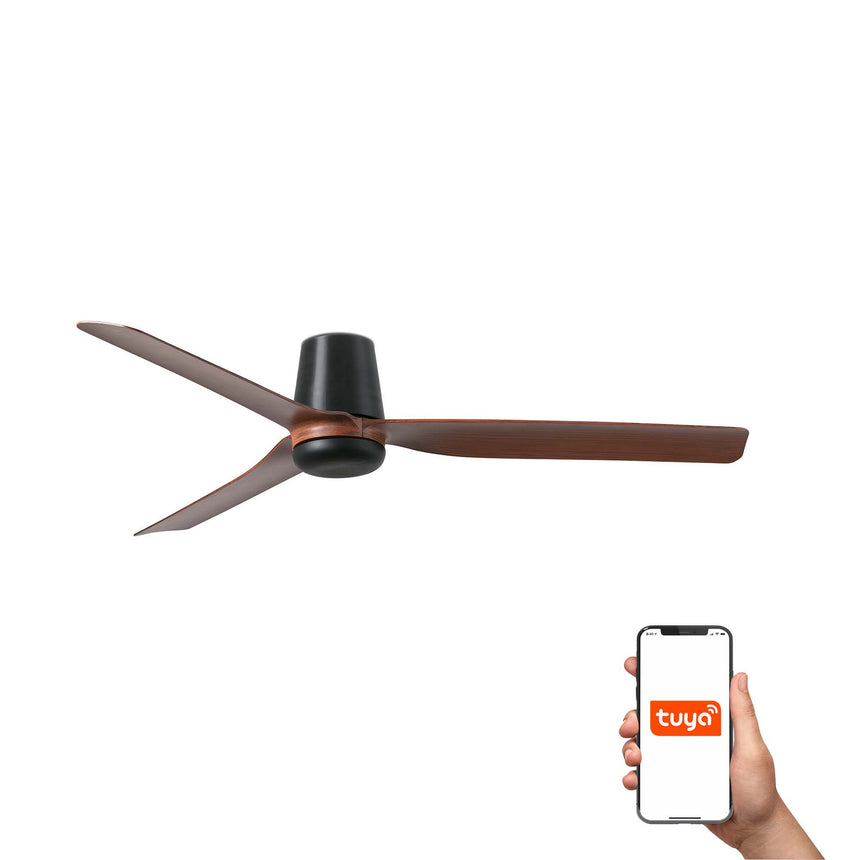 Ventilador de techo Faro Punt Tub M nogal 3 palas motor DC Ø130cm 33831WT