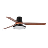 Ventilador de techo con luz Faro Punt Tub Tak M LED nogal 3 palas motor DC 4000K Ø132cm 33831WT2C