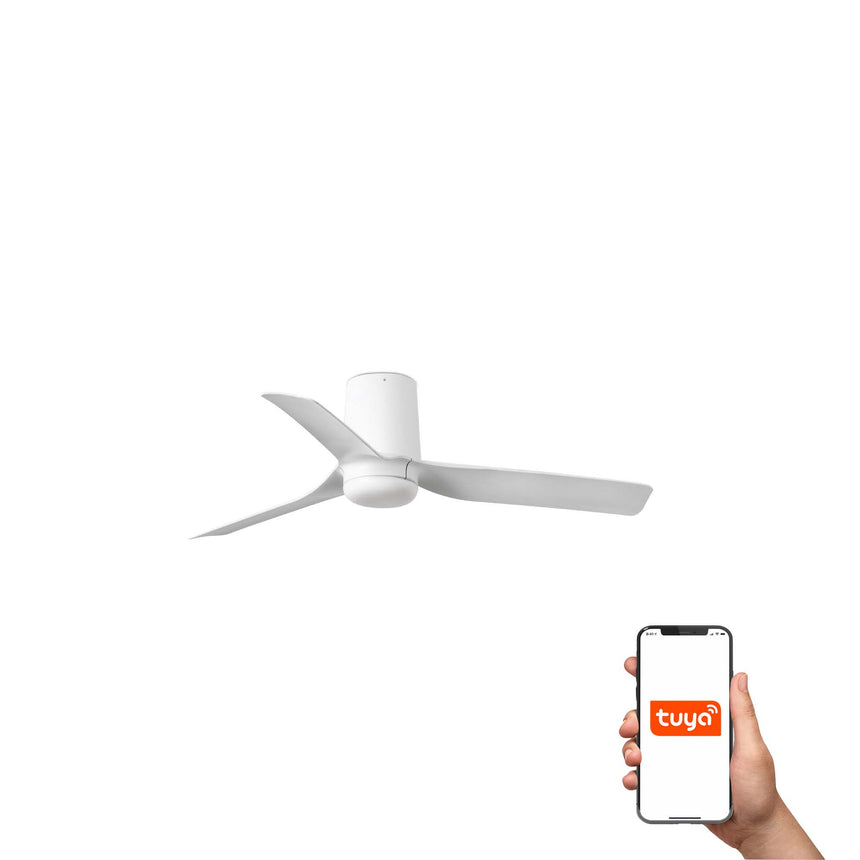 Ventilador de techo sin luz Faro Mini motor DC blanco mate Ø90cm 3 palas 33832WT