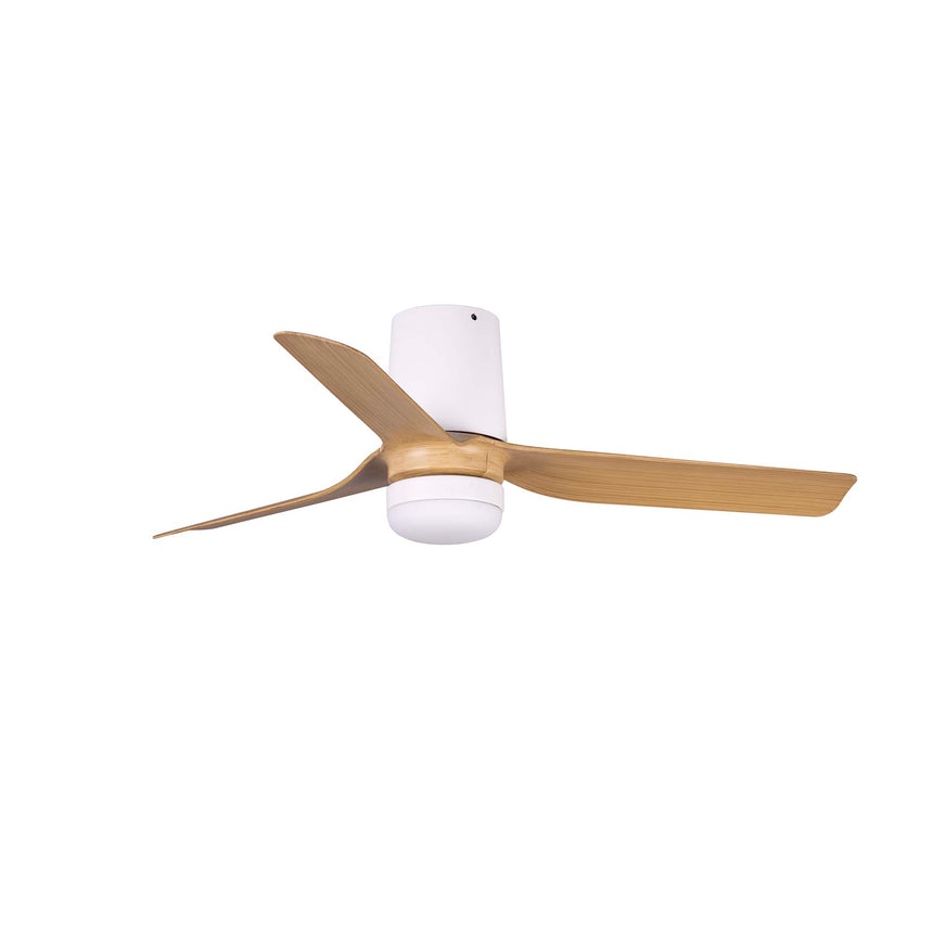 Ventilador de techo con luz Faro Mini Punt Tub S LED arce 3 palas motor DC 2700-4000K Ø90cm 33833WT1S