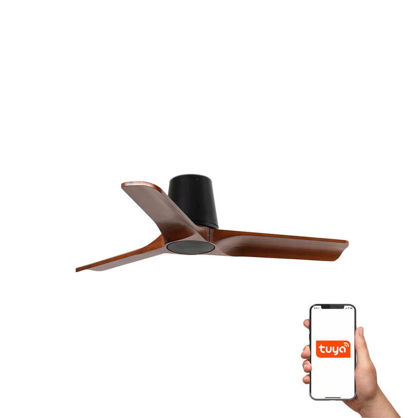 Ventilador de techo Faro Heywood Tub S nogal oscuro 3 palas motor DC Ø90cm 33837WT