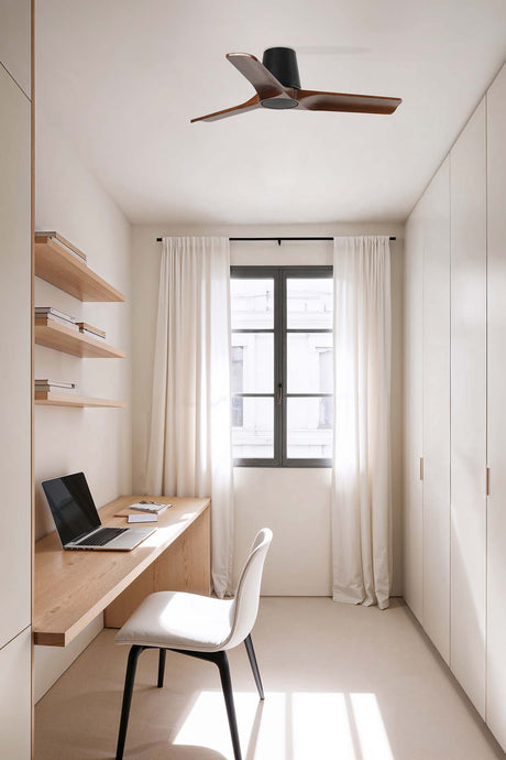 Ventilador de techo sin luz Faro Heywood motor DC palas de madera nogal oscuro Ø90cm 3 palas 33837 - vista alternativa