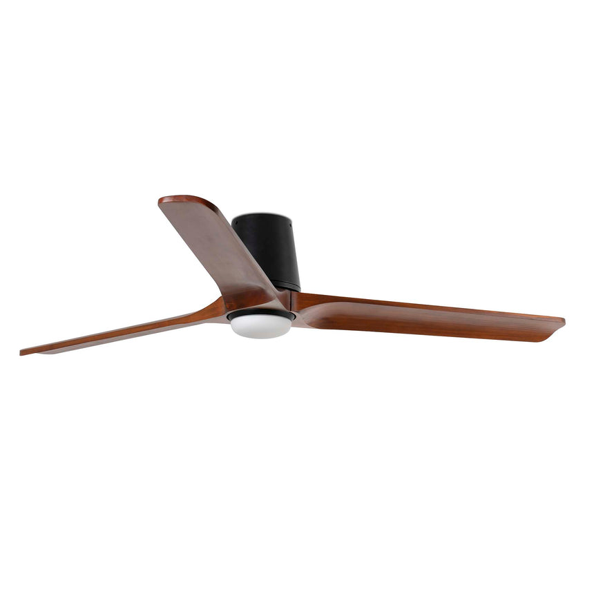 Ventilador de techo con luz Faro Heywood Tub LED L nogal oscuro 3 palas motor DC 2700-4000K Ø132cm 338391S
