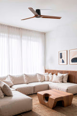 Ventilador de techo sin luz Faro Heywood motor DC palas de madera nogal oscuro Ø90cm 3 palas 33839WT