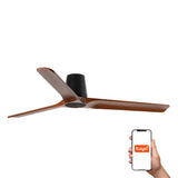 Ventilador de techo sin luz Faro Heywood motor DC palas de madera Ø90cm 3 palas nogal oscuro — ref. 33839WT (1)