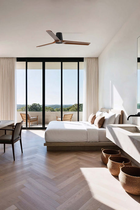 Ventilador de techo sin luz Faro Heywood motor DC palas de madera nogal oscuro Ø90cm 3 palas 33839 - vista alternativa