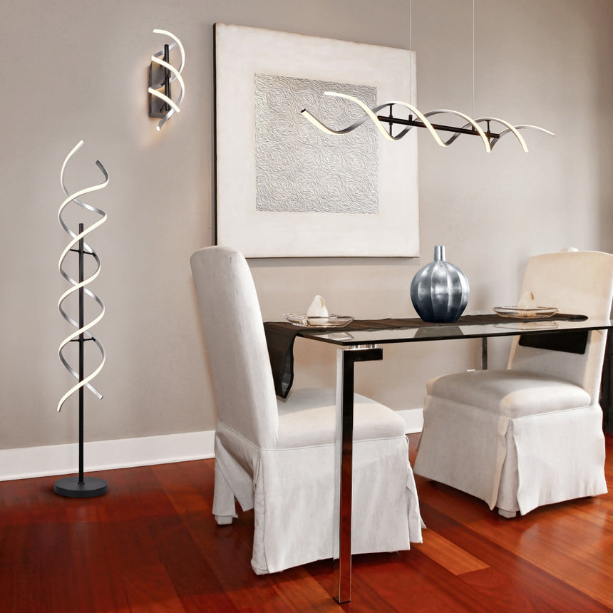 Lámpara de techo colgante Trio Sequence LED aluminio pulido regulable 150cm 341810205 - vista 6