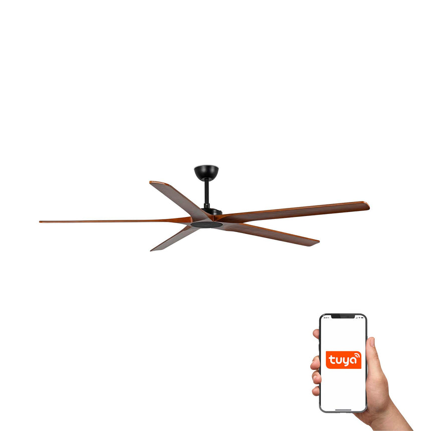 Ventilador de techo Faro Bigwood 20 XL nogal oscuro 5 palas motor DC Ø200cm 34190WT