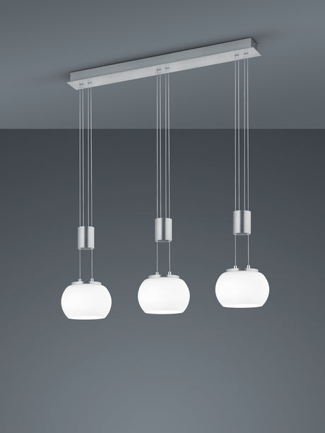 Lámpara de techo colgante Trio Madison LED níquel mate 3000K 150cm 342010307