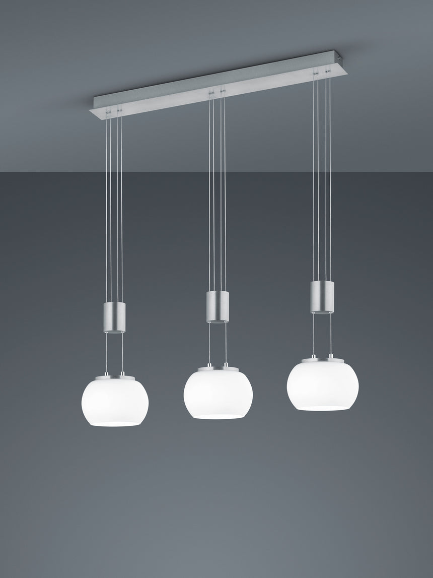 Lámpara de techo colgante Trio Madison LED níquel mate 3000K 150cm 342010307