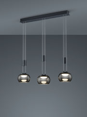 Lámpara de techo colgante Trio Madison LED negro mate 3000K 150cm 342010332