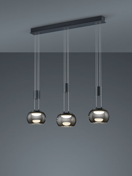 Lámpara de techo colgante Trio Madison LED negro mate 3000K 150cm 342010332