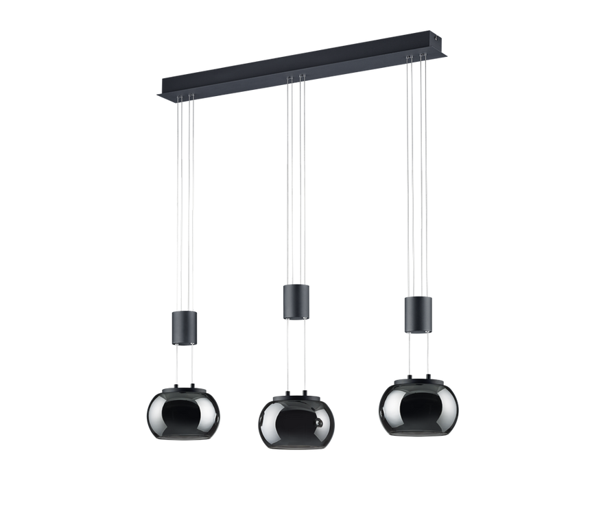 Lámpara de techo colgante Trio Madison LED negro mate 3000K 150cm 342010332
