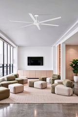 Ventilador de techo con luz Faro Rotterdam motor DC LED blanco mate 3000K Ø250cm 6 palas 34206-130