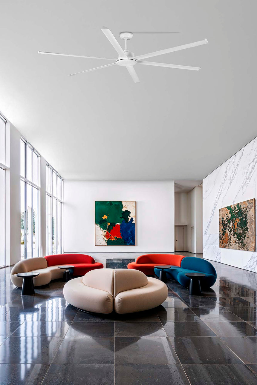 Ventilador de techo sin luz Faro Rotterdam motor DC blanco mate Ø300cm 6 palas 34210