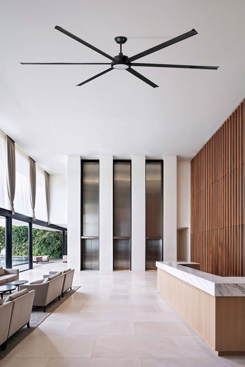 Ventilador de techo con luz Faro Rotterdam motor DC LED negro mate 3000K Ø300cm 6 palas 34211-130