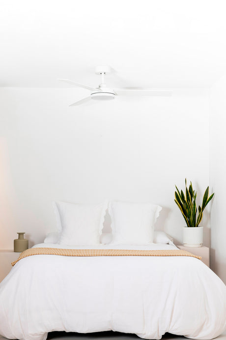 Ventilador de techo con luz Faro Barth motor DC LED blanco mate 2700-6000K CCT Ø — ambiente